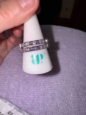 bp Silver-Tone Stackable Rings with Light Purple Stones